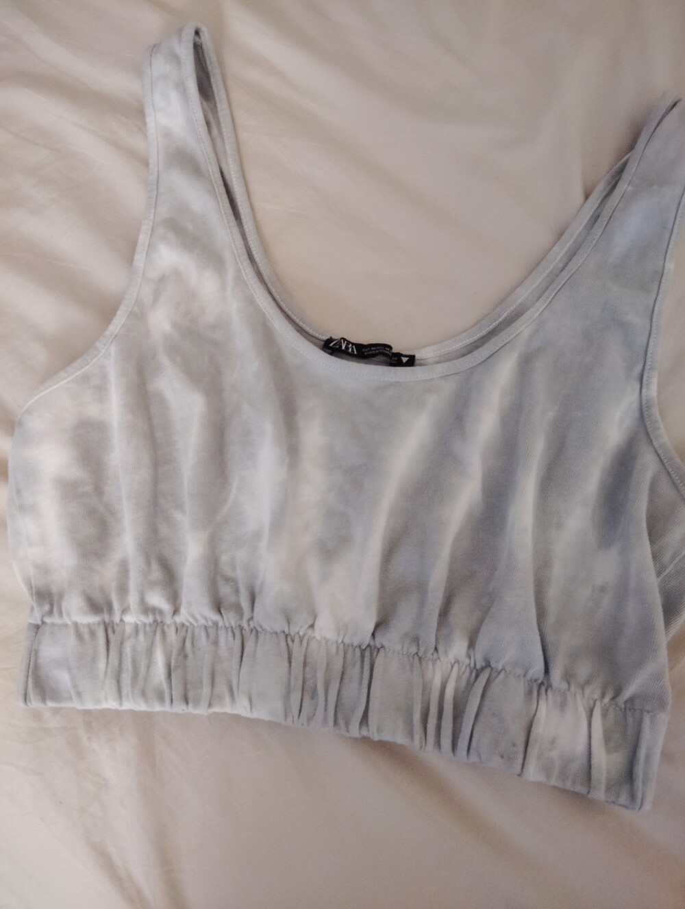 Zara Light Gray Tie-Dye Cropped Sports Tank Size Medium - Picture 2 of 5